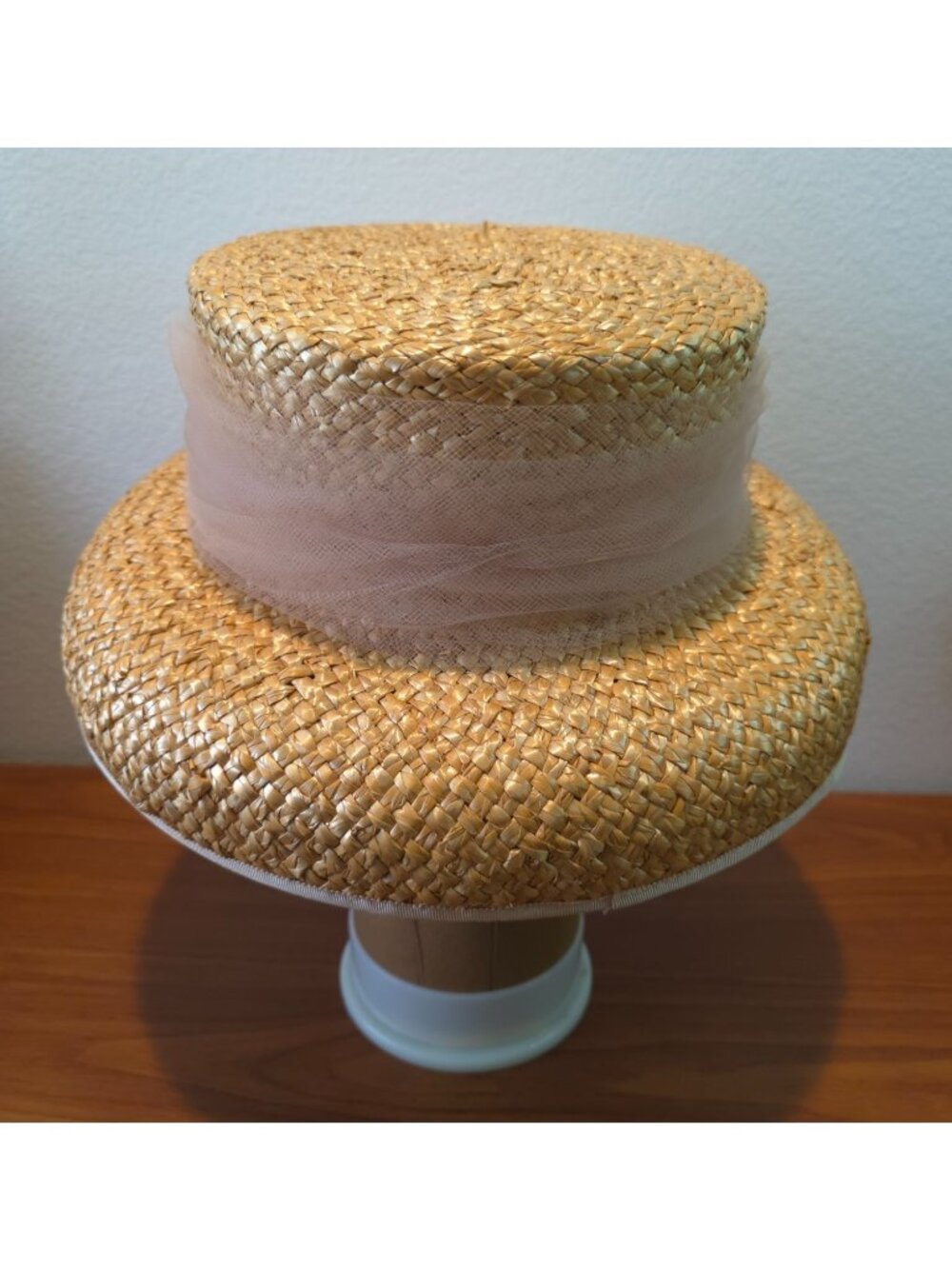 Vtg Lily J x Eric Javits Kettle Brim Straw Hat w/ Yellow Floral Accent  7-1/8 - Picture 3 of 10